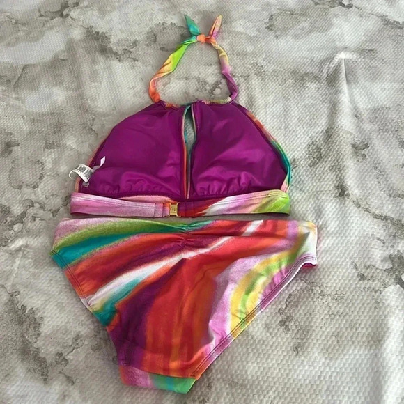 Bleu Rod Beattie Splash Out High Neck Key Hole Bikini Top and Bikini Bottom Sz 8 - Picture 6 of 8